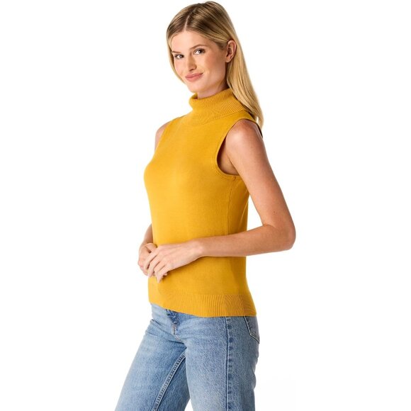 Sleeveless Turtleneck Sweater Solid Rayon Polyester Machine Wash Women's XS - Picture 3 of 3